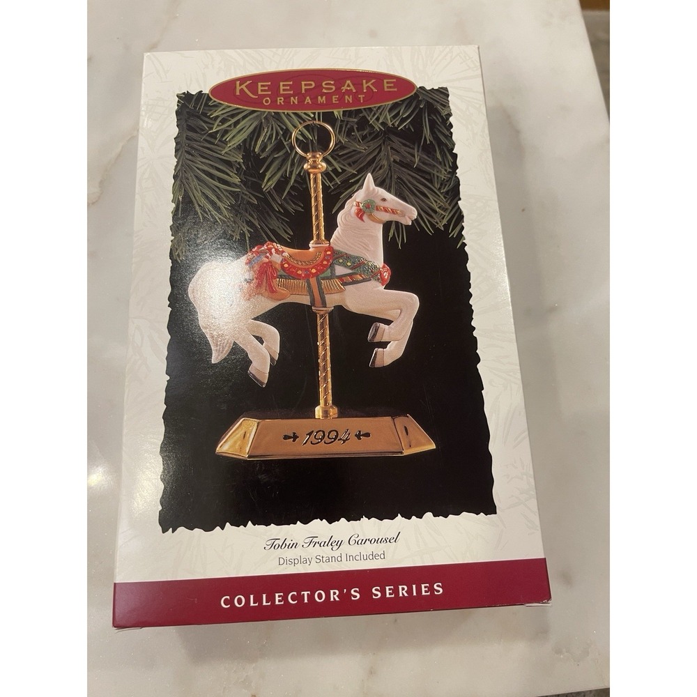 1994 Hallmark Keepsake Christmas Ornament Tobin Fraley Carousel Horse Stand